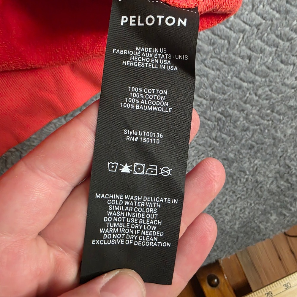 Peloton Mens 1000 Rides Milestone Crewneck Sweatshirt Red Orange Size L USA Made - Picture 9 of 10